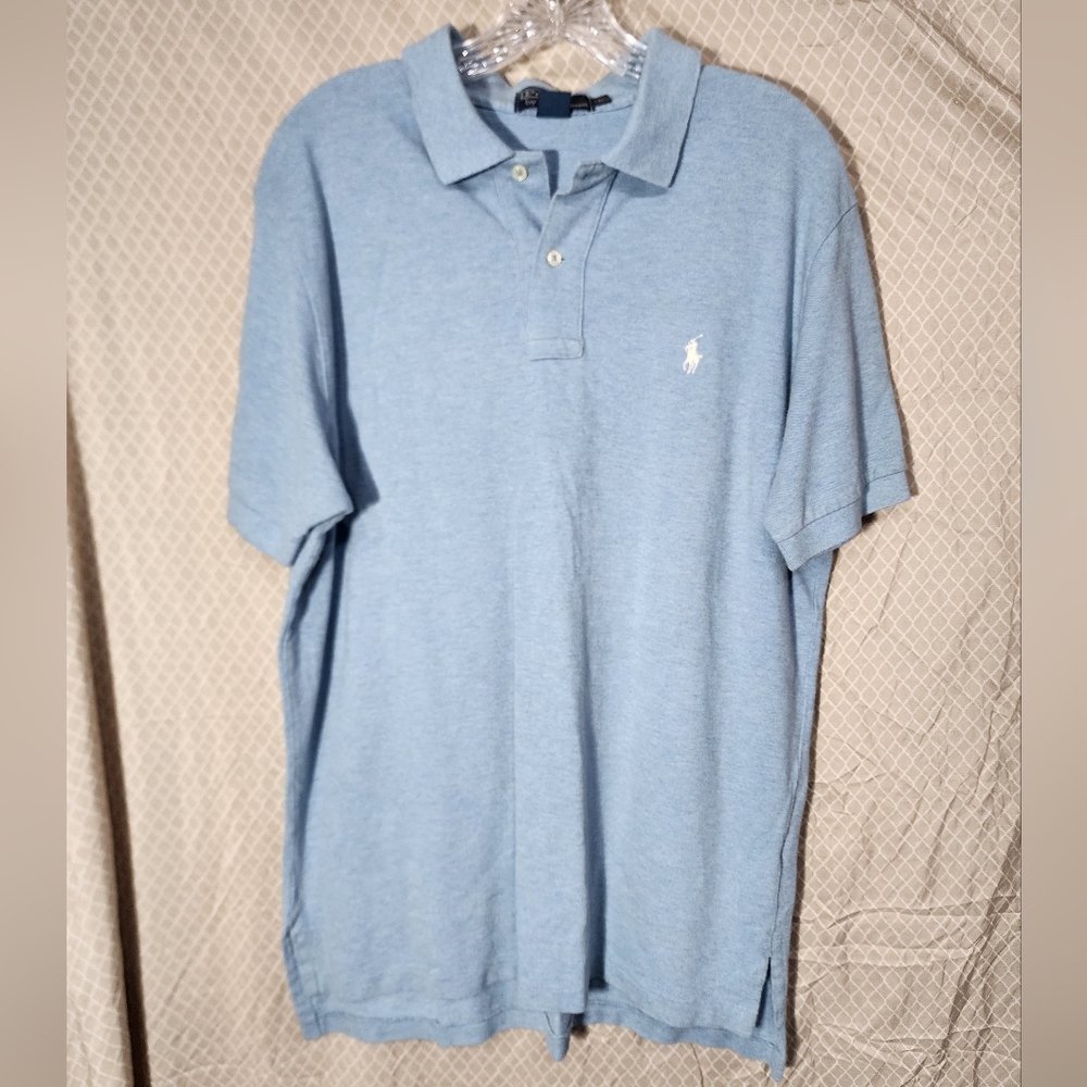 Vintage Ralph Lauren Light Blue  100% Cotton Polo Shirt Men's Large Used